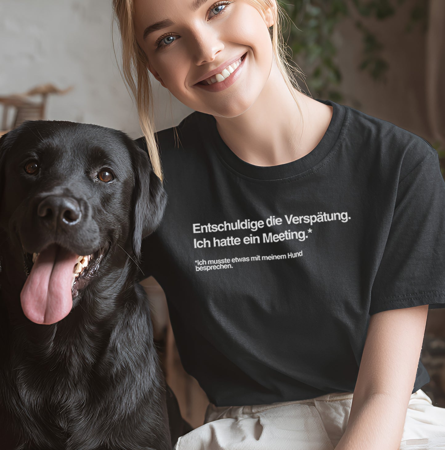 Entschuldige die Verspätung, Meeting mit meinem Hund - T-Shirt Unisex Classic Fit - Bequemer Klassiker
