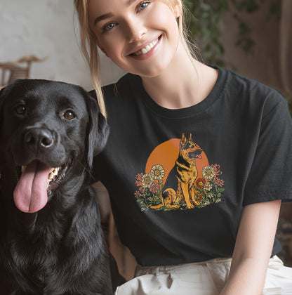 Floral Deutscher Schäferhund - T-Shirt Unisex Modern Fit - Weich & Leicht