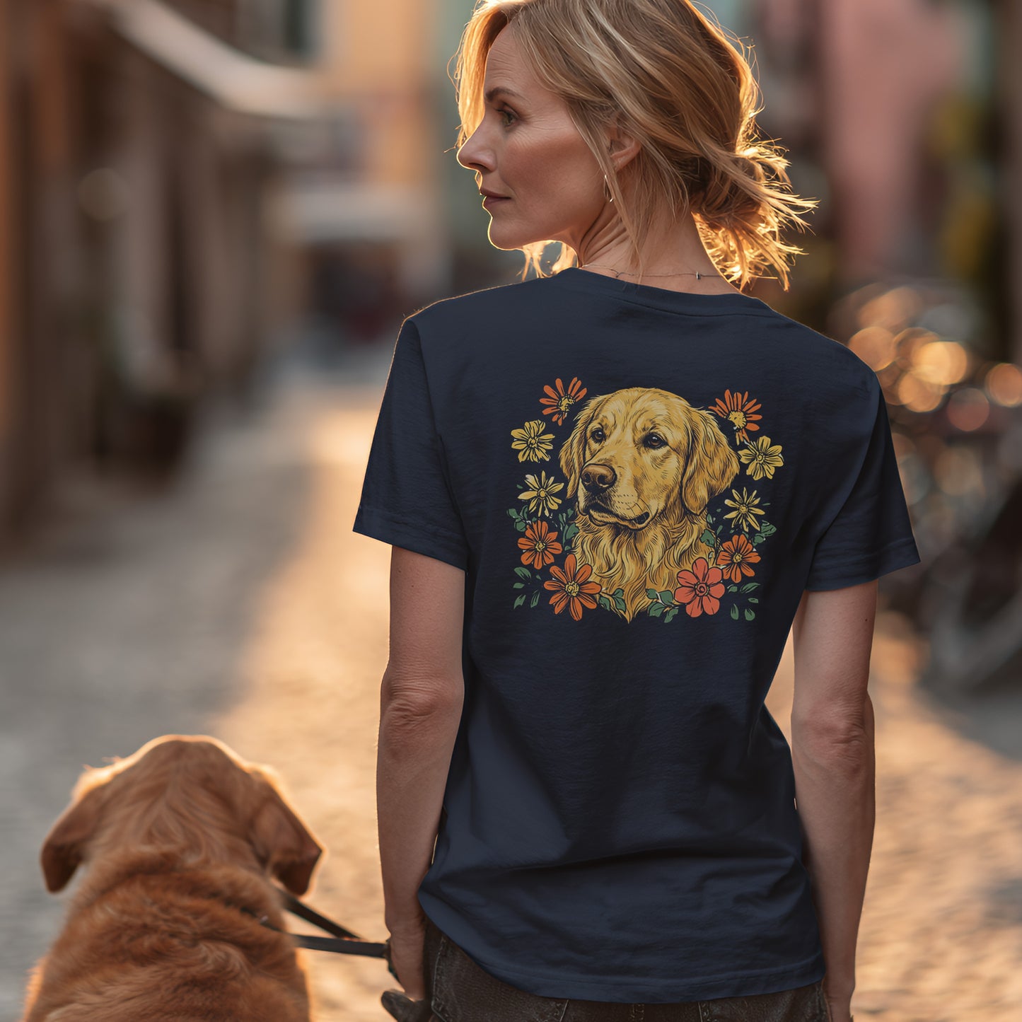 Golden Retriever in Blumen - Nur Hinten - T-Shirt Unisex Classic Fit - Bequemer Klassiker