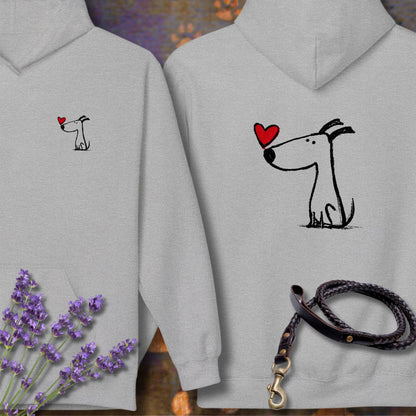 Kleiner Hund mit Herz - Vorne & Hinten - Hoodie Unisex Modern Fit