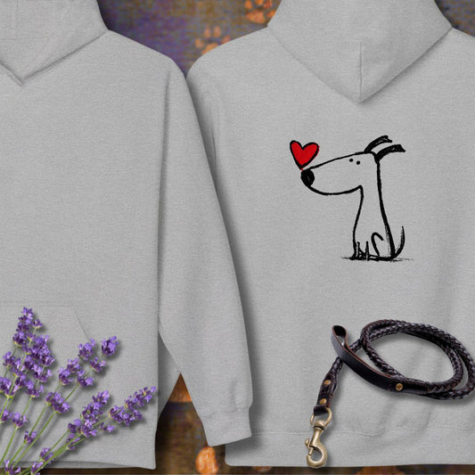 Kleiner Hund mit Herz - Nur Hinten - Hoodie Unisex Modern Fit