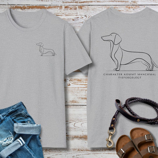 Charakter Tiefergelegt - Dackel - Vorne & Hinten - T-Shirt Unisex Classic Fit Standard Qualität