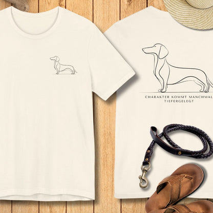Charakter Tiefergelegt - Dackel - Vorne & Hinten - T-Shirt Unisex Modern Fit - Weich & Leicht