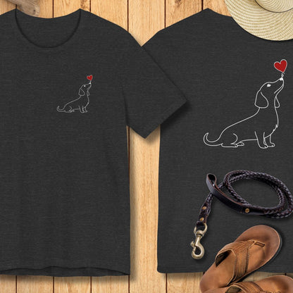Herzenshunde - Dackel - Vorne & Hinten - T-Shirt Unisex Modern Fit - Weich & Leicht