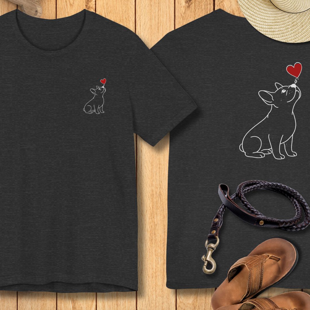 Herzenshunde - Französische Bulldogge - Vorne & Hinten - T-Shirt Unisex Modern Fit - Weich & Leicht