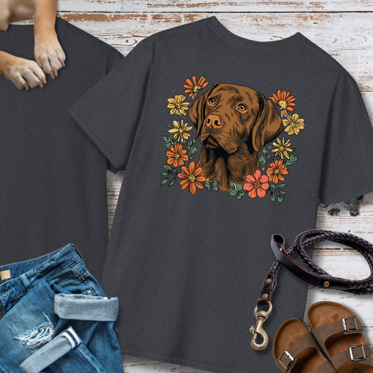 Labrador in Blumen - Nur Hinten - T-Shirt Unisex Classic Fit - Bequemer Klassiker