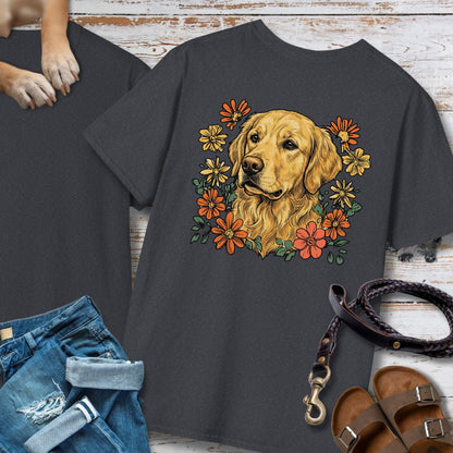 Golden Retriever in Blumen - Nur Hinten - T-Shirt Unisex Classic Fit - Bequemer Klassiker