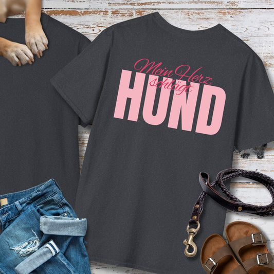 Mein Herz schlägt Hund - Nur Hinten - T-Shirt Unisex Classic Fit - Bequemer Klassiker