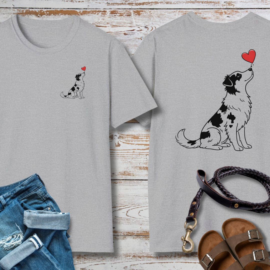 Herzenshunde - Australian Shepherd - Vorne & Hinten - T-Shirt Unisex Classic Fit - Bequemer Klassiker