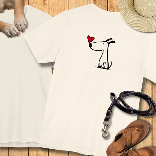 Kleiner Hund mit Herz - Nur Hinten - T-Shirt Unisex Modern Fit Premium Qualität