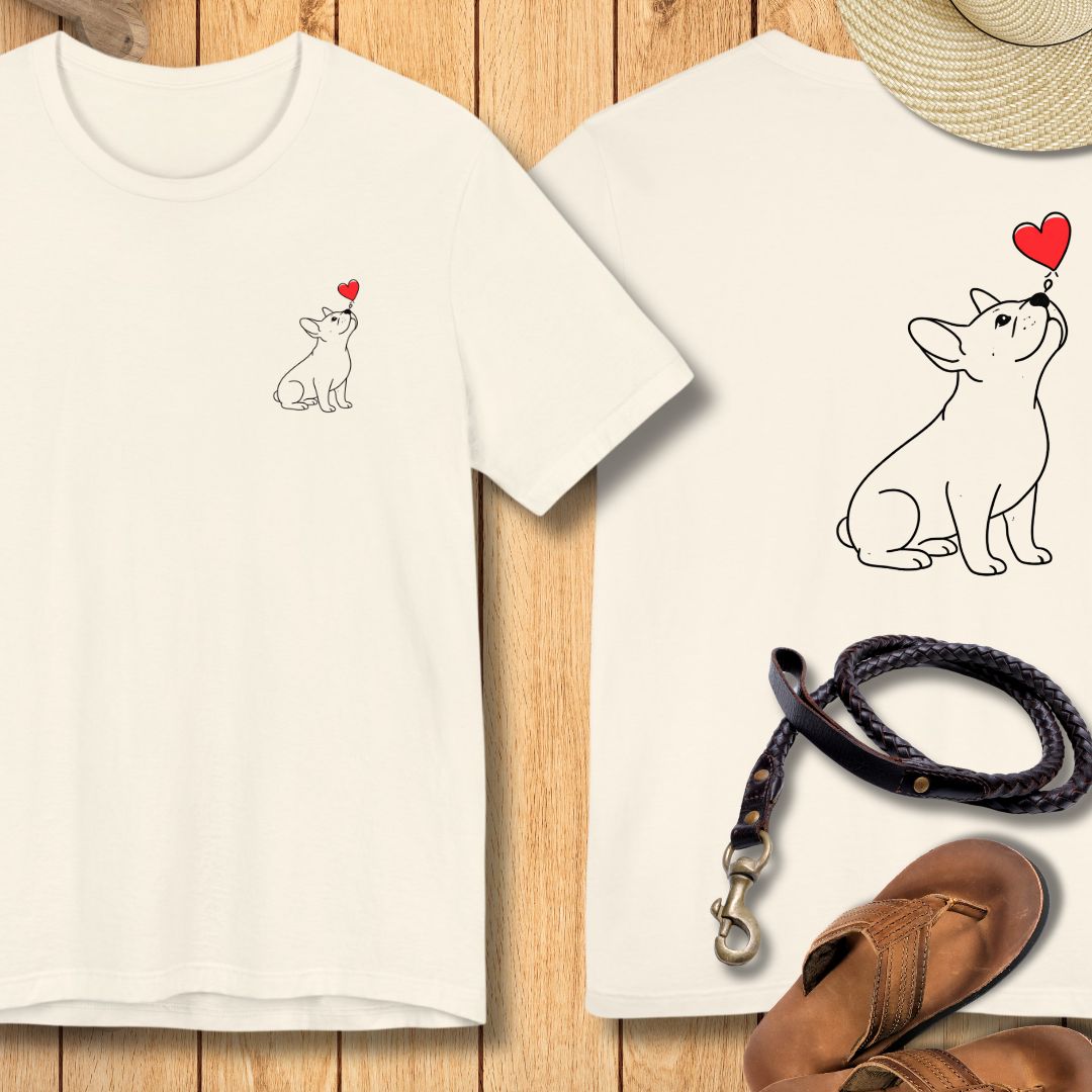 Herzenshunde - Französische Bulldogge - Vorne & Hinten - T-Shirt Unisex Modern Fit - Weich & Leicht