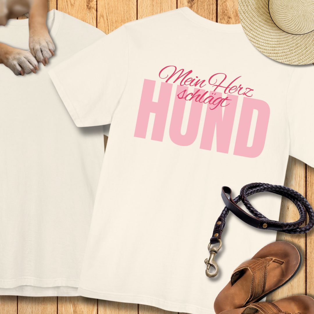 Mein Herz schlägt Hund - Nur Hinten - T-Shirt Unisex Modern Fit - Weich & Leicht