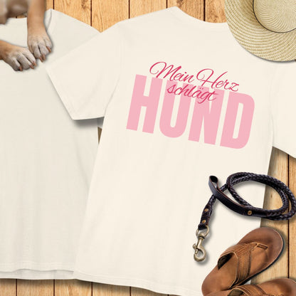 Mein Herz schlägt Hund - Nur Hinten - T-Shirt Unisex Modern Fit - Weich & Leicht