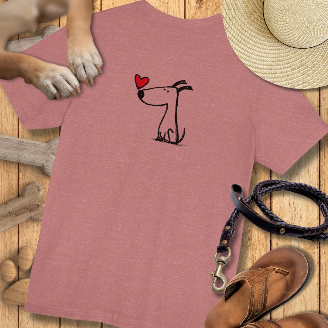 Kleiner Hund mit Herz - Nur Hinten - T-Shirt Unisex Modern Fit - Weich & Leicht