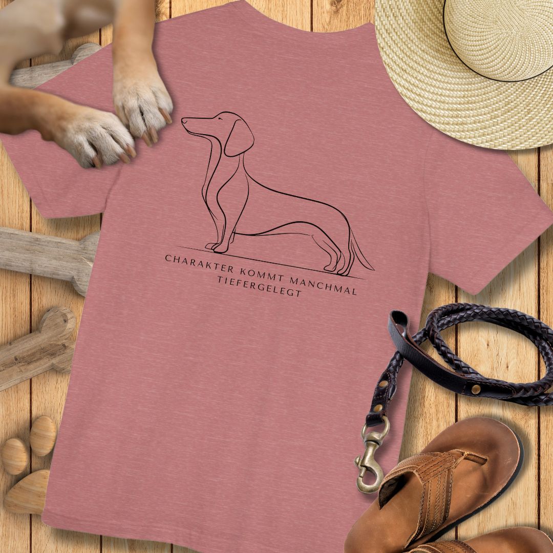 Charakter Tiefergelegt - Dackel - Vorne & Hinten - T-Shirt Unisex Modern Fit - Weich & Leicht