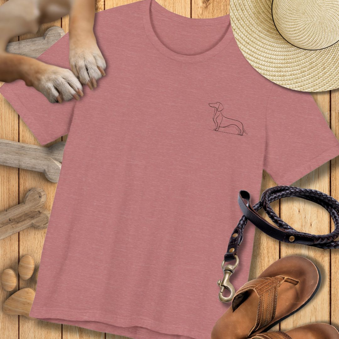 Charakter Tiefergelegt - Dackel - Vorne & Hinten - T-Shirt Unisex Modern Fit - Weich & Leicht