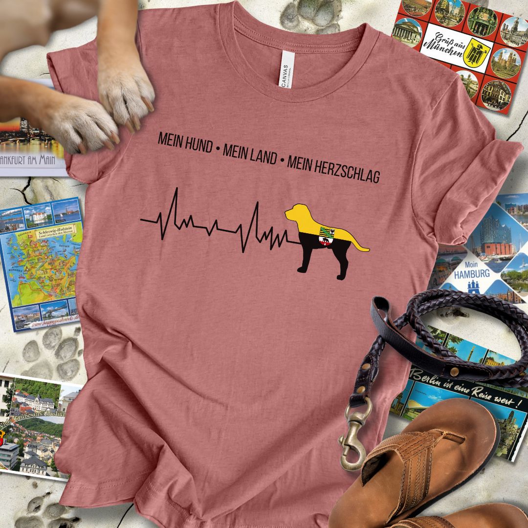 Mein Hund, Mein Land, Mein Herzschlag - Sachsen-Anhalt - T-Shirt Unisex Slim Fit