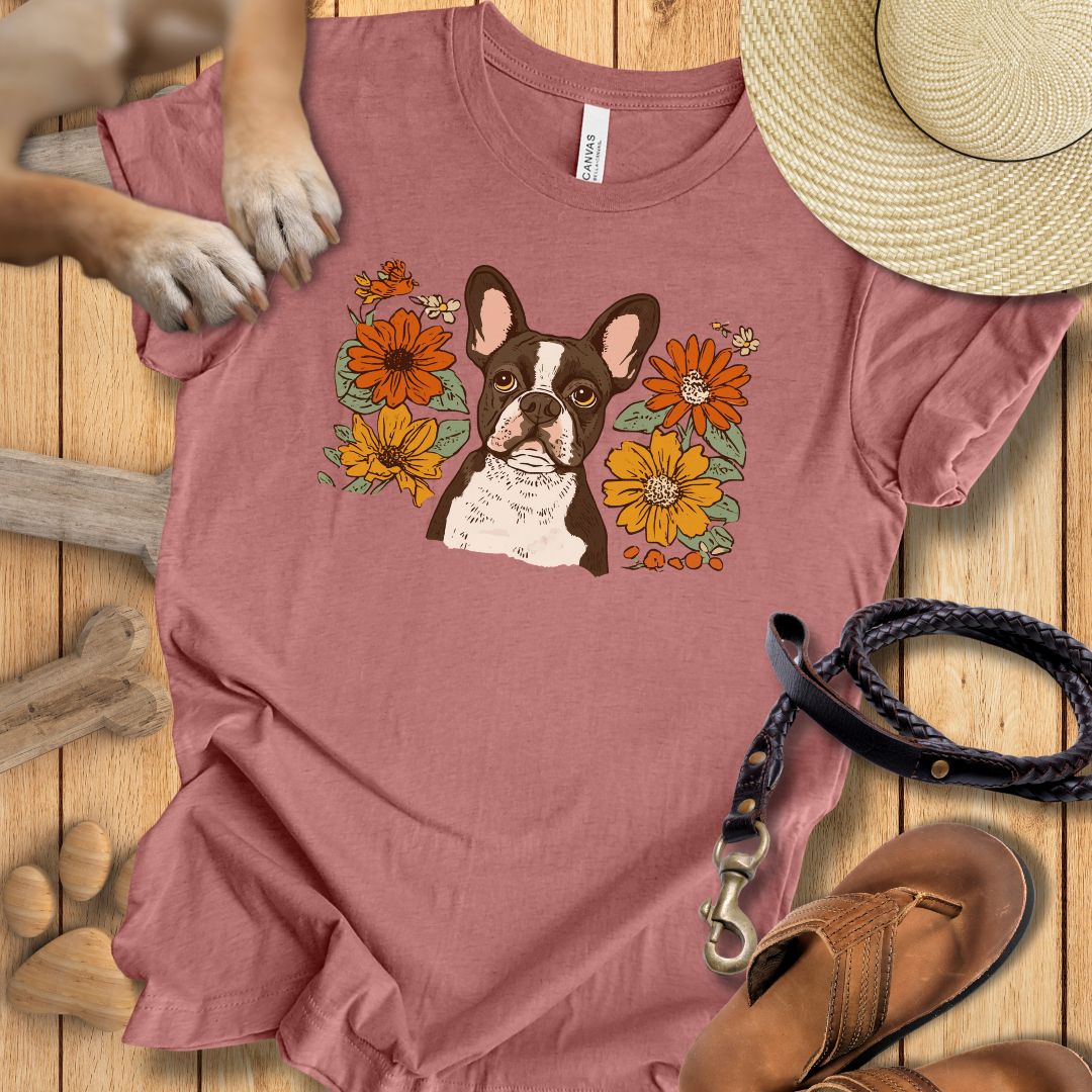 Floral Französische Bulldogge - T-Shirt Unisex Slim Fit