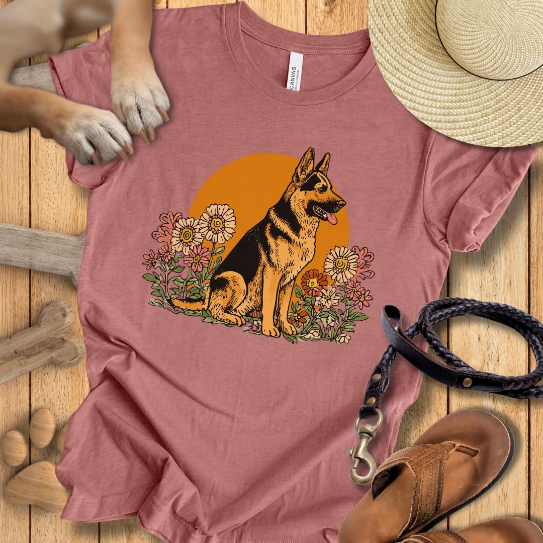 Floral Deutscher Schäferhund - T-Shirt Unisex Slim Fit