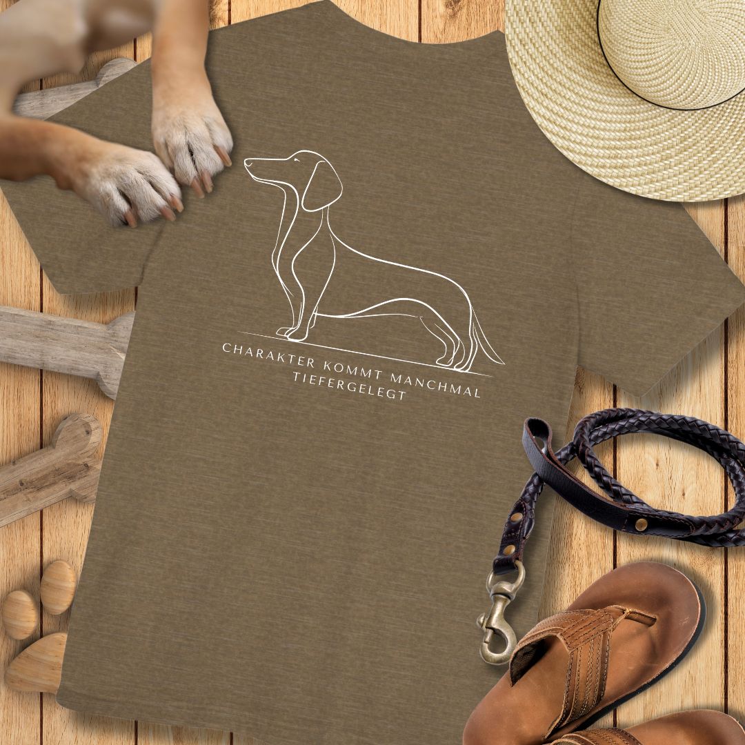 Charakter Tiefergelegt - Dackel - Vorne & Hinten - T-Shirt Unisex Modern Fit - Weich & Leicht