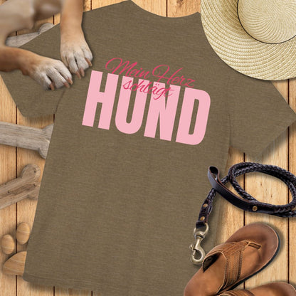 Mein Herz schlägt Hund - Nur Hinten - T-Shirt Unisex Modern Fit - Weich & Leicht