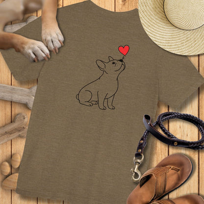Herzenshunde - Französische Bulldogge - Vorne & Hinten - T-Shirt Unisex Modern Fit - Weich & Leicht