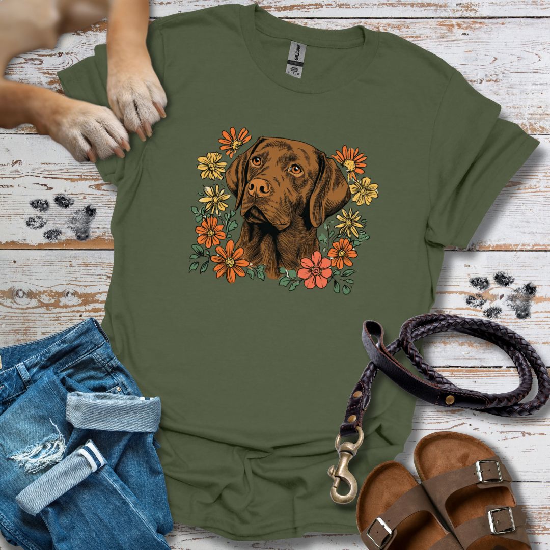 Floral Labrador - T-Shirt Unisex Relaxed Fit