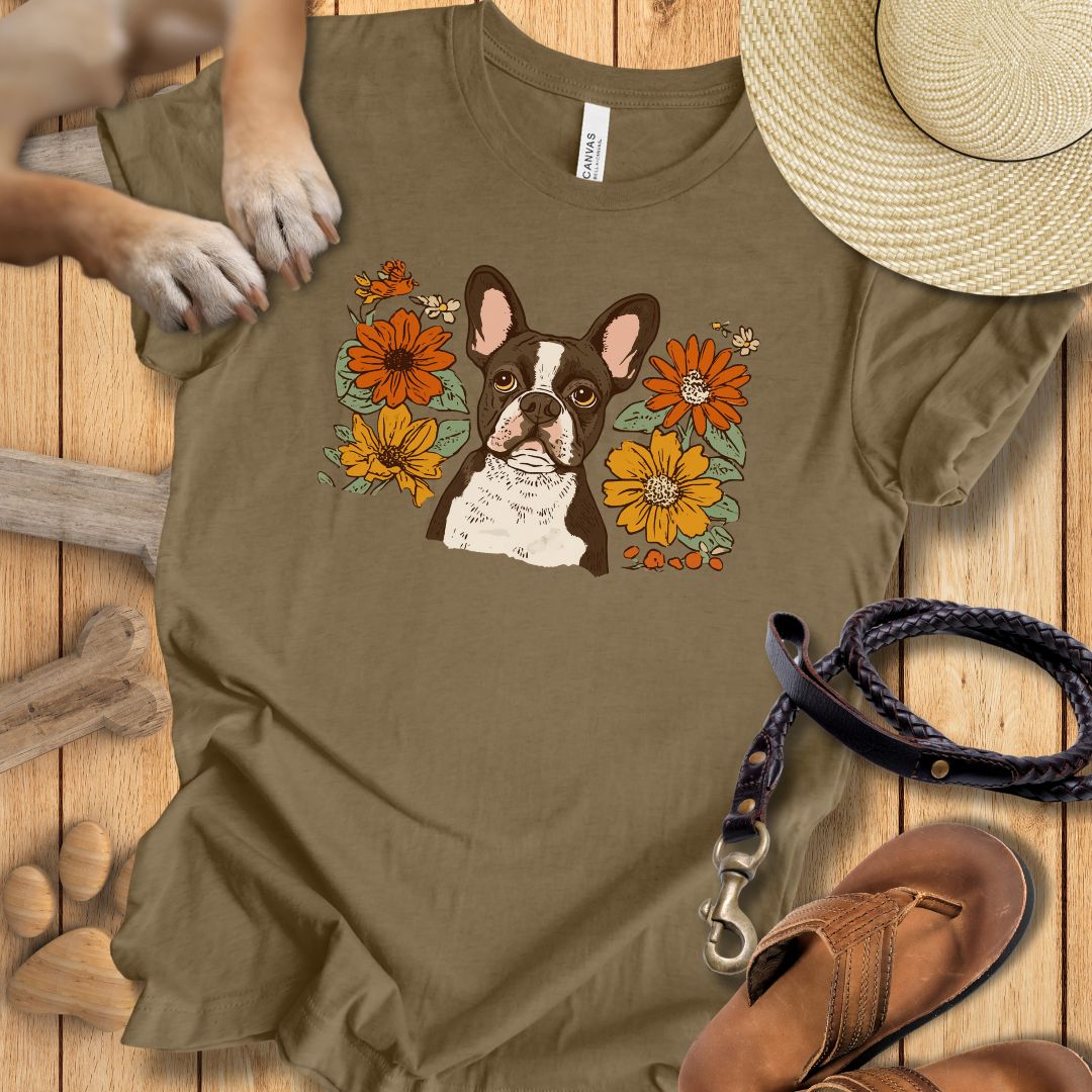 Floral Französische Bulldogge - T-Shirt Unisex Slim Fit