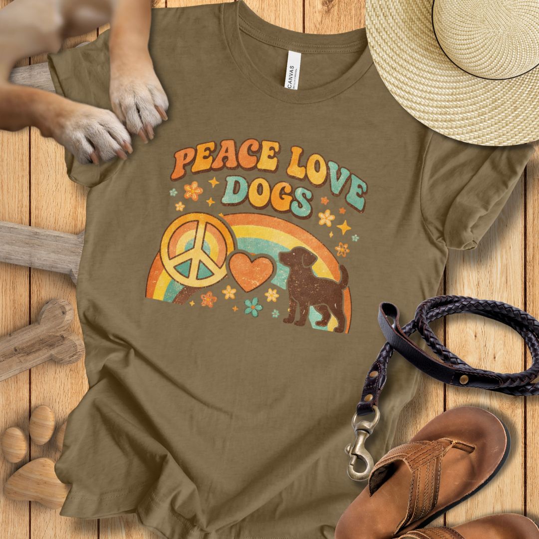 Peace Love Dogs Retro - T-Shirt Unisex Modern Fit - Weich & Leicht