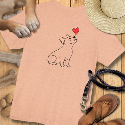Herzenshunde - Französische Bulldogge - Vorne & Hinten - T-Shirt Unisex Modern Fit - Weich & Leicht