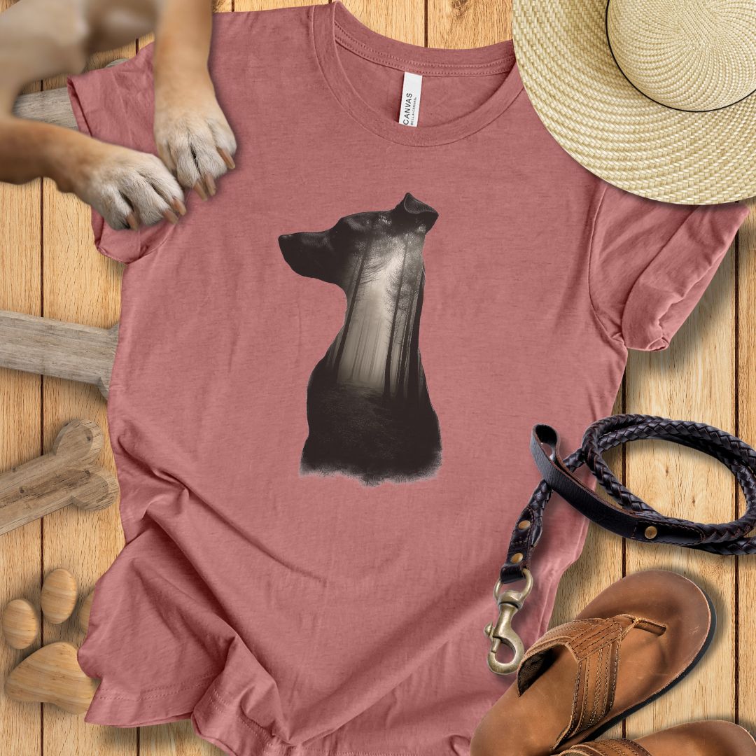 Silhouette Hund mit Wald - T-Shirt Unisex Slim Fit
