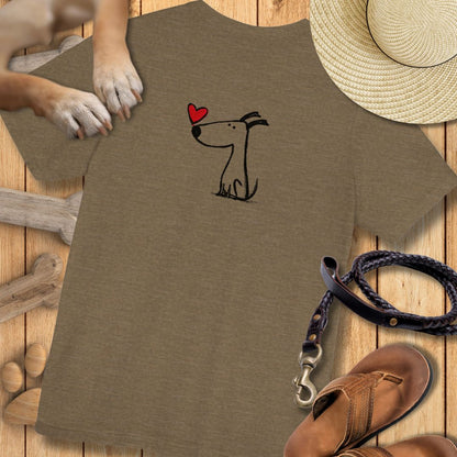 Kleiner Hund mit Herz - Vorne & Hinten - T-Shirt Unisex Modern Fit - Weich & Leicht