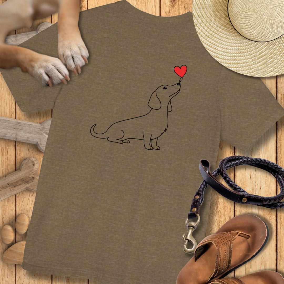 Herzenshunde - Dackel - Vorne & Hinten - T-Shirt Unisex Modern Fit - Weich & Leicht