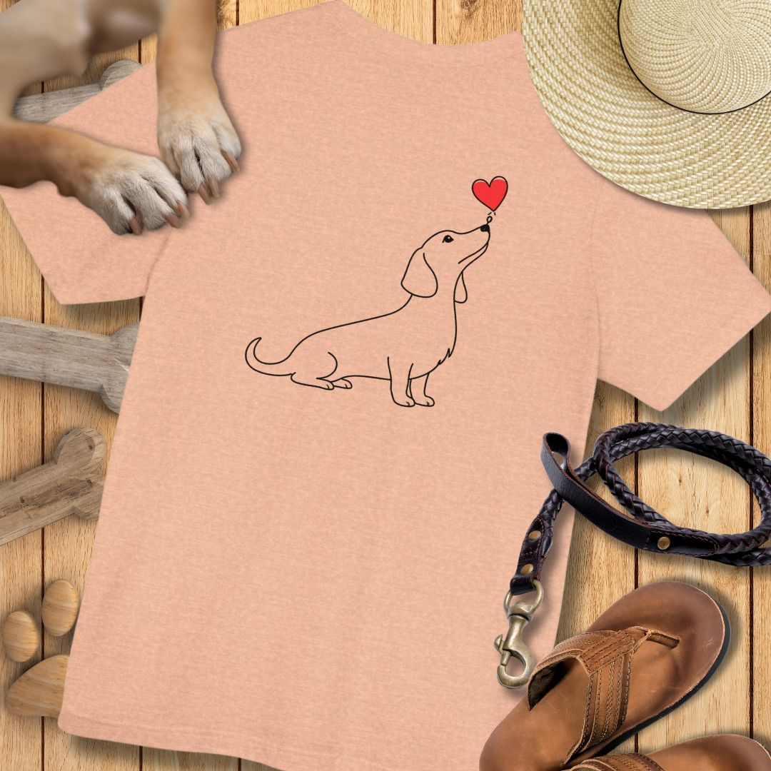 Herzenshunde - Dackel - Vorne & Hinten - T-Shirt Unisex Modern Fit - Weich & Leicht