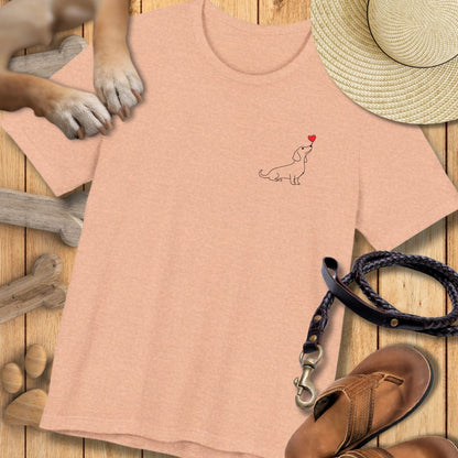 Herzenshunde - Dackel - Vorne & Hinten - T-Shirt Unisex Modern Fit - Weich & Leicht