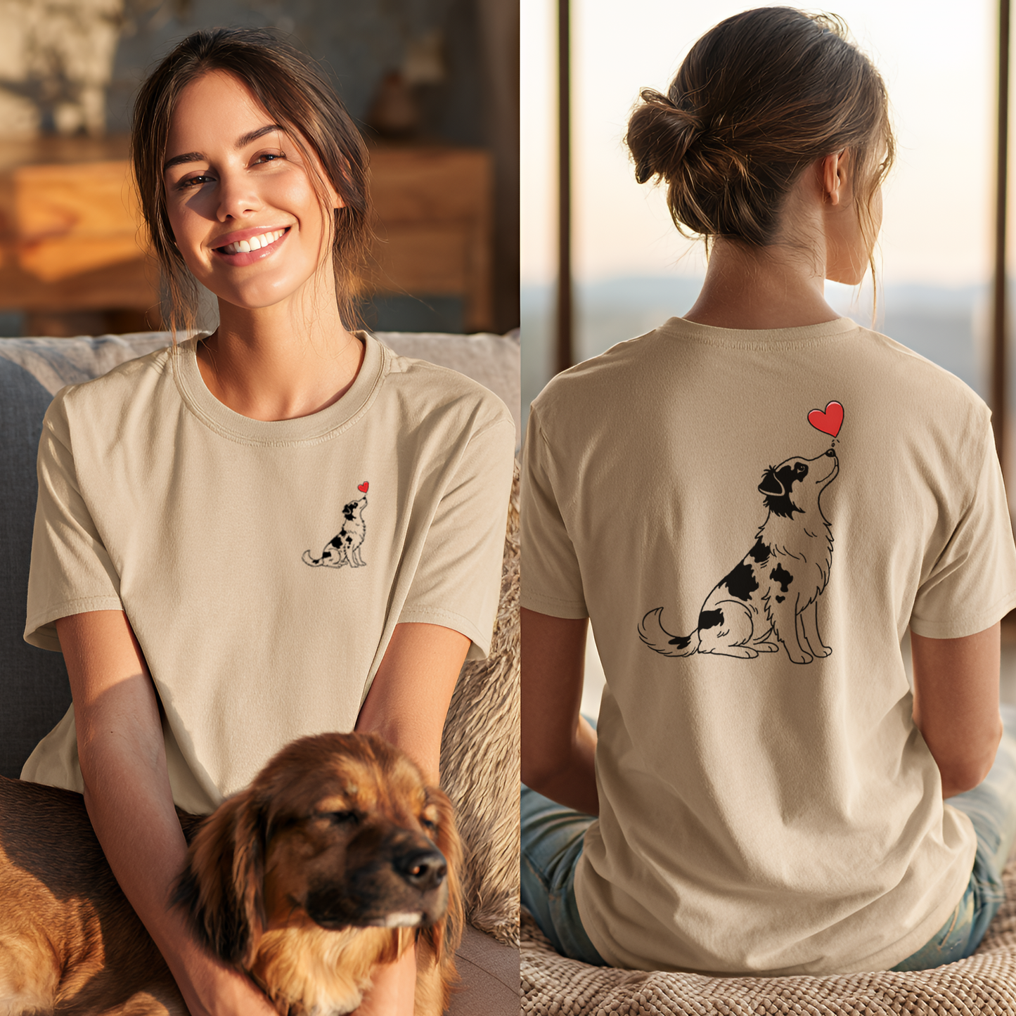 Herzenshunde - Australian Shepherd - Vorne & Hinten - T-Shirt Unisex Classic Fit - Bequemer Klassiker
