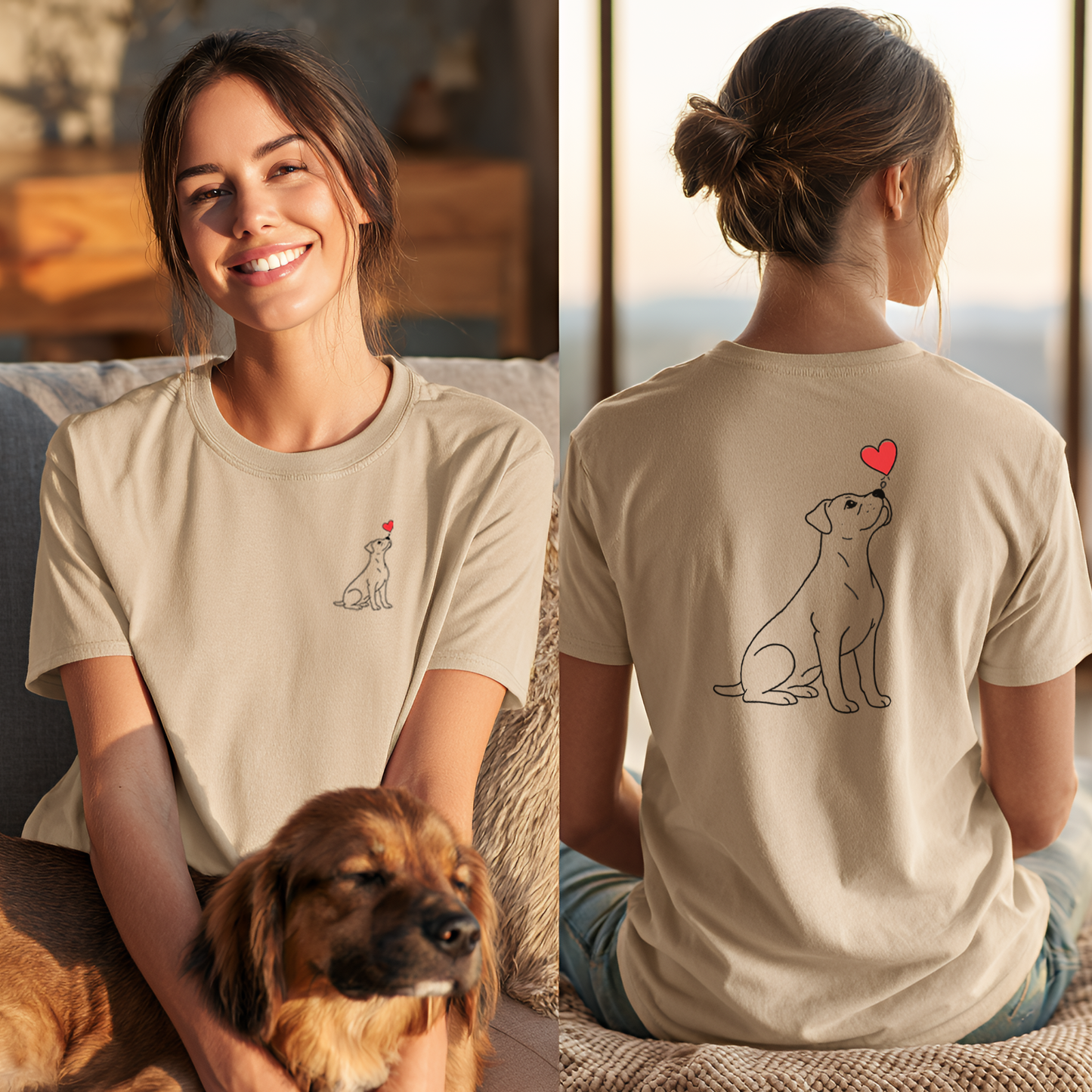 Herzenshunde - Boxer - Vorne & Hinten - T-Shirt Unisex Modern Fit - Weich & Leicht