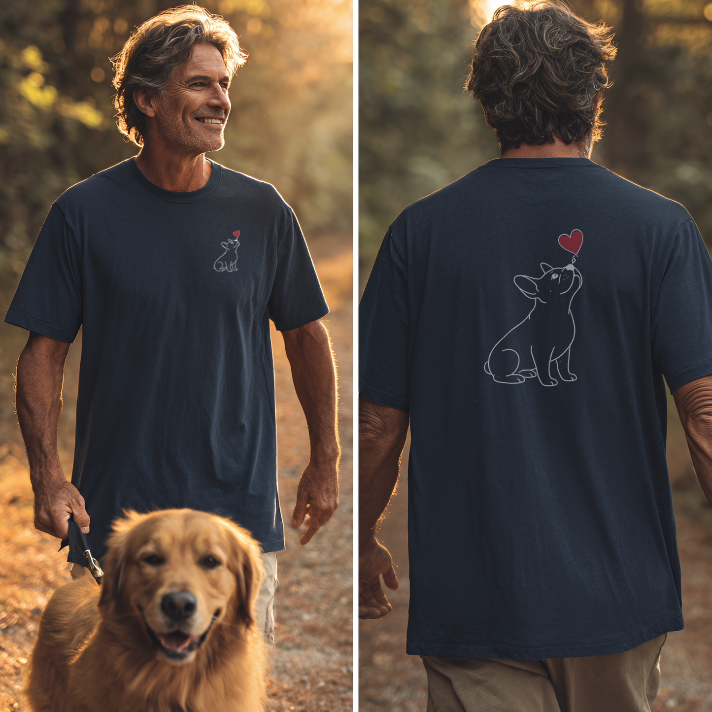 Herzenshunde - Französische Bulldogge - Vorne & Hinten - T-Shirt Unisex Classic Fit - Bequemer Klassiker