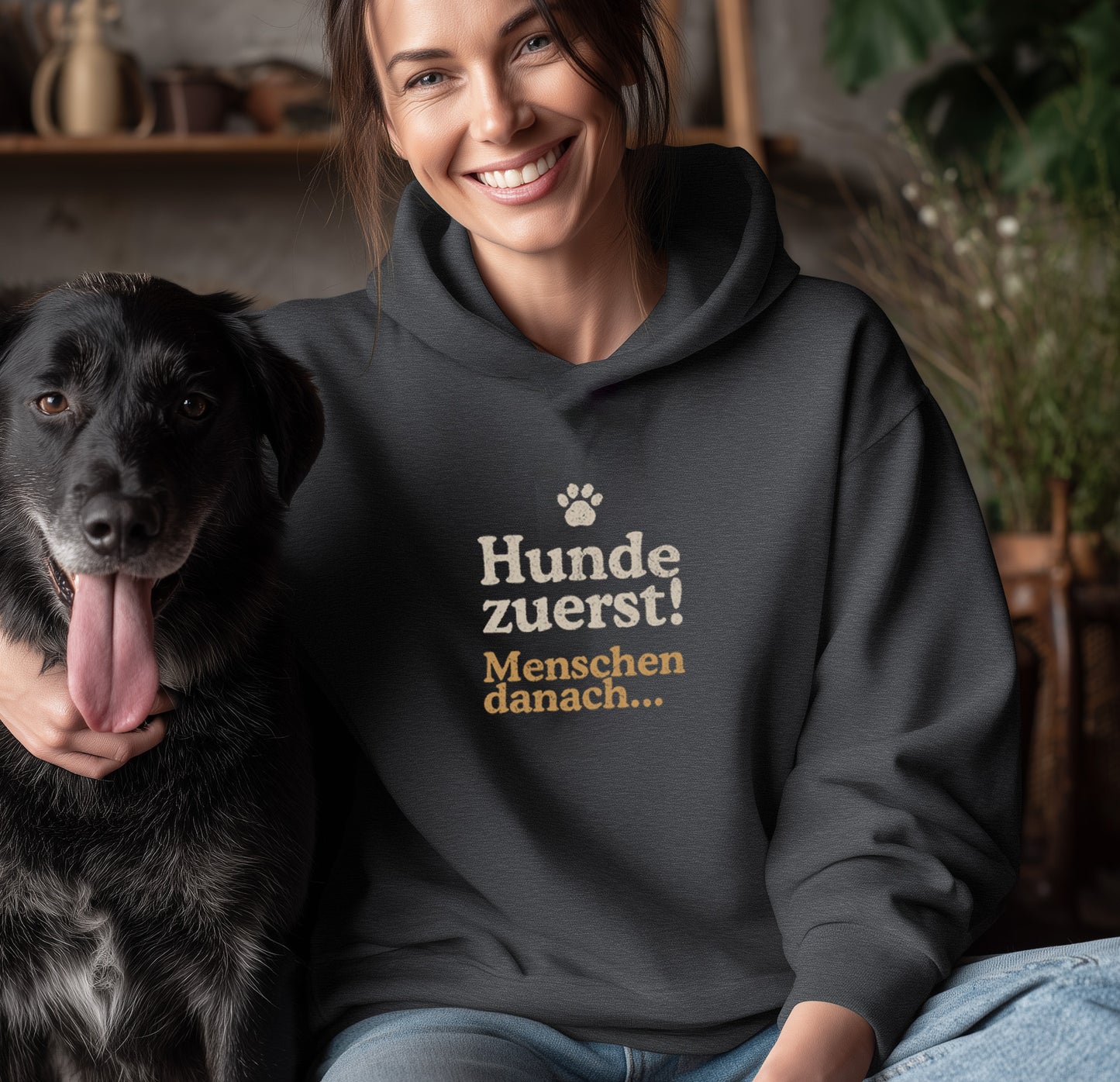 Hunde zuerst! Menschen danach... -  Unisex Modern Fit Hoodie