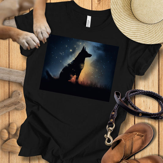 Schäferhund in Sternennacht - T-Shirt Unsisex Slim Fit