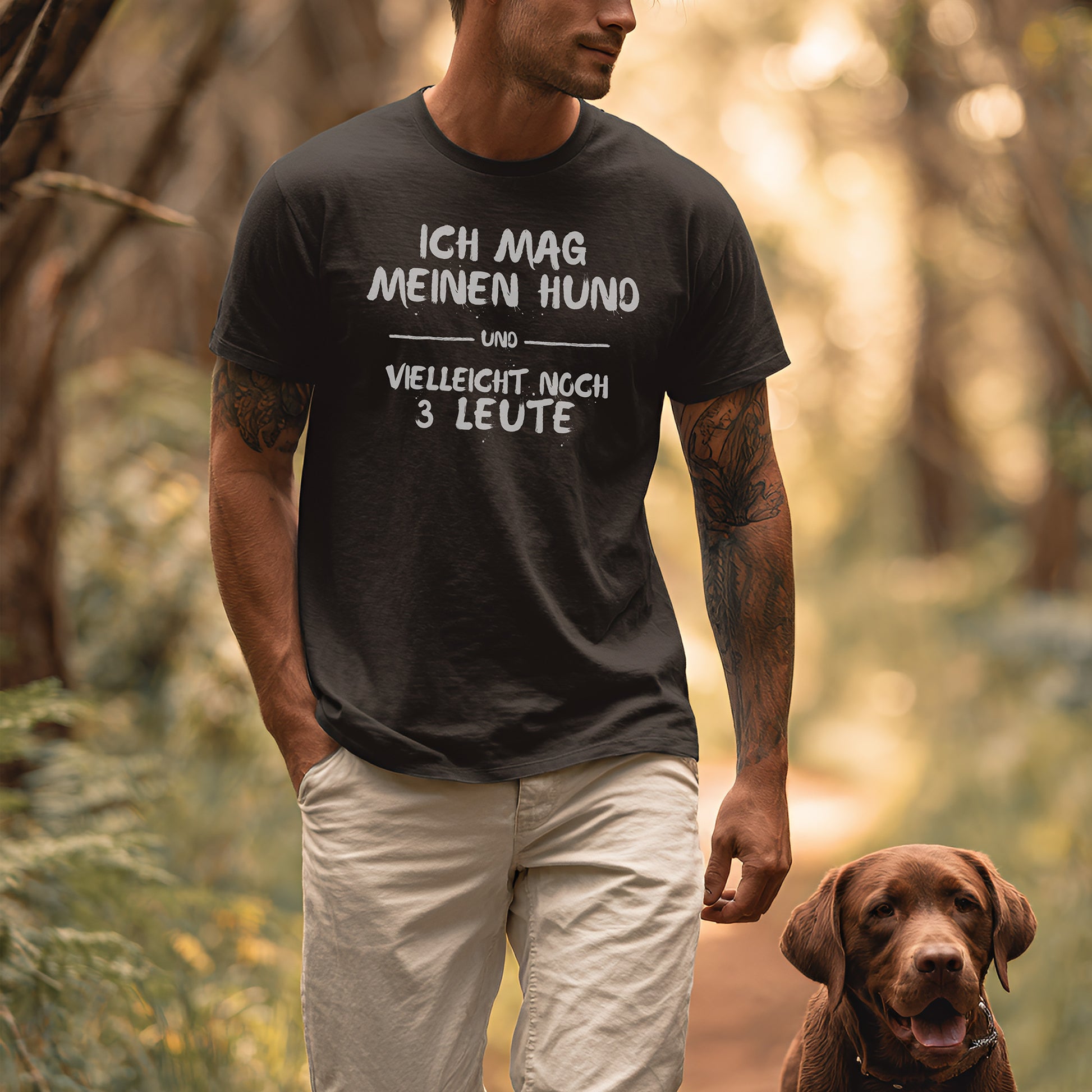 Lustiges Hund Shirt Ich mag meinen Hund und vielleicht noch 3 Leute im Alltag getragen