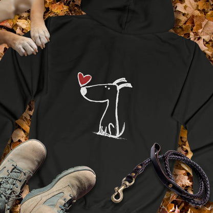 Kleiner Hund mit Herz - Vorne & Hinten - Unisex Zip Hoodie Classic Fit