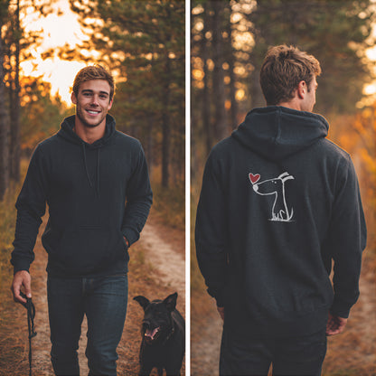 Kleiner Hund mit Herz - Nur Hinten - Hoodie Unisex Modern Fit