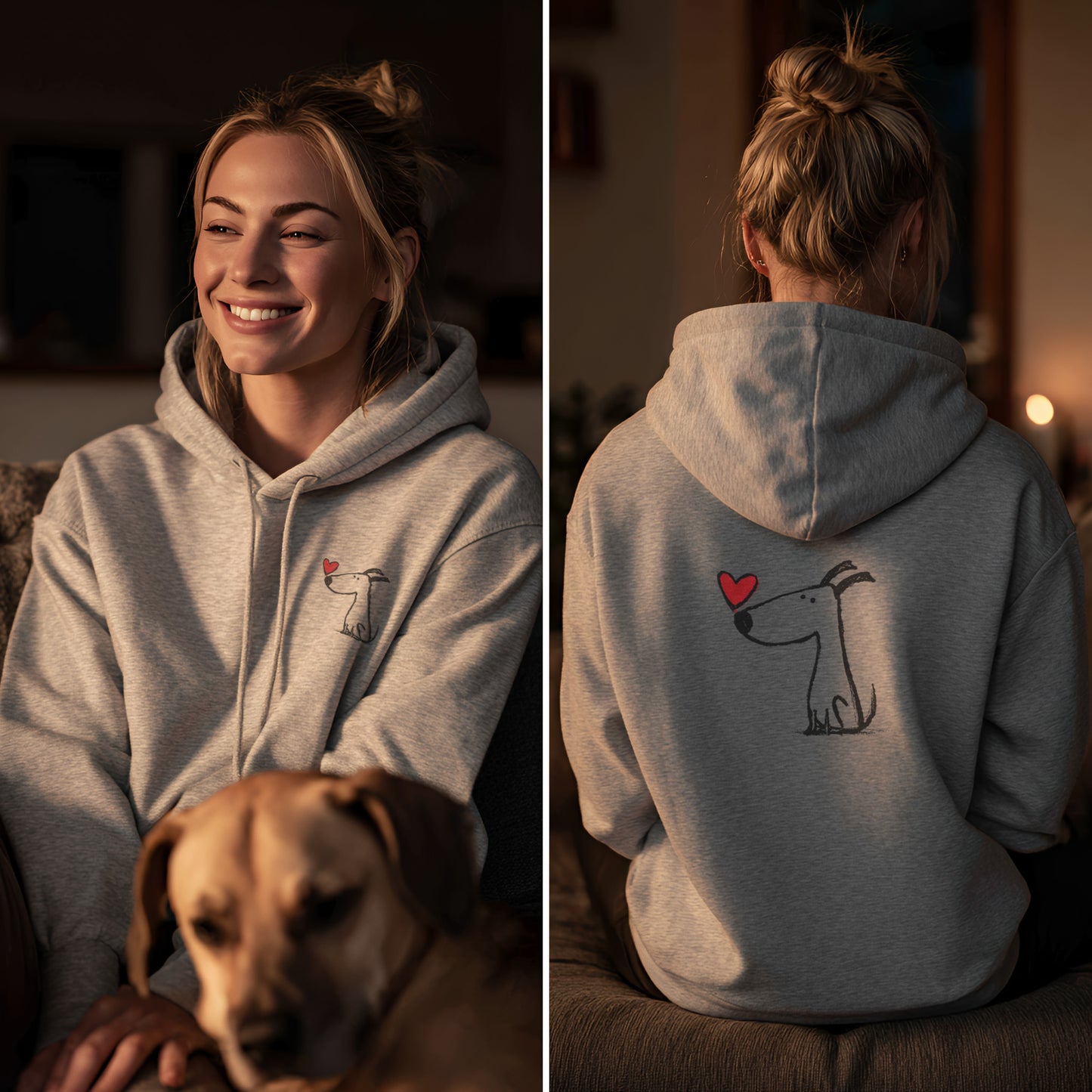 Kleiner Hund mit Herz - Vorne & Hinten - Hoodie Unisex Modern Fit
