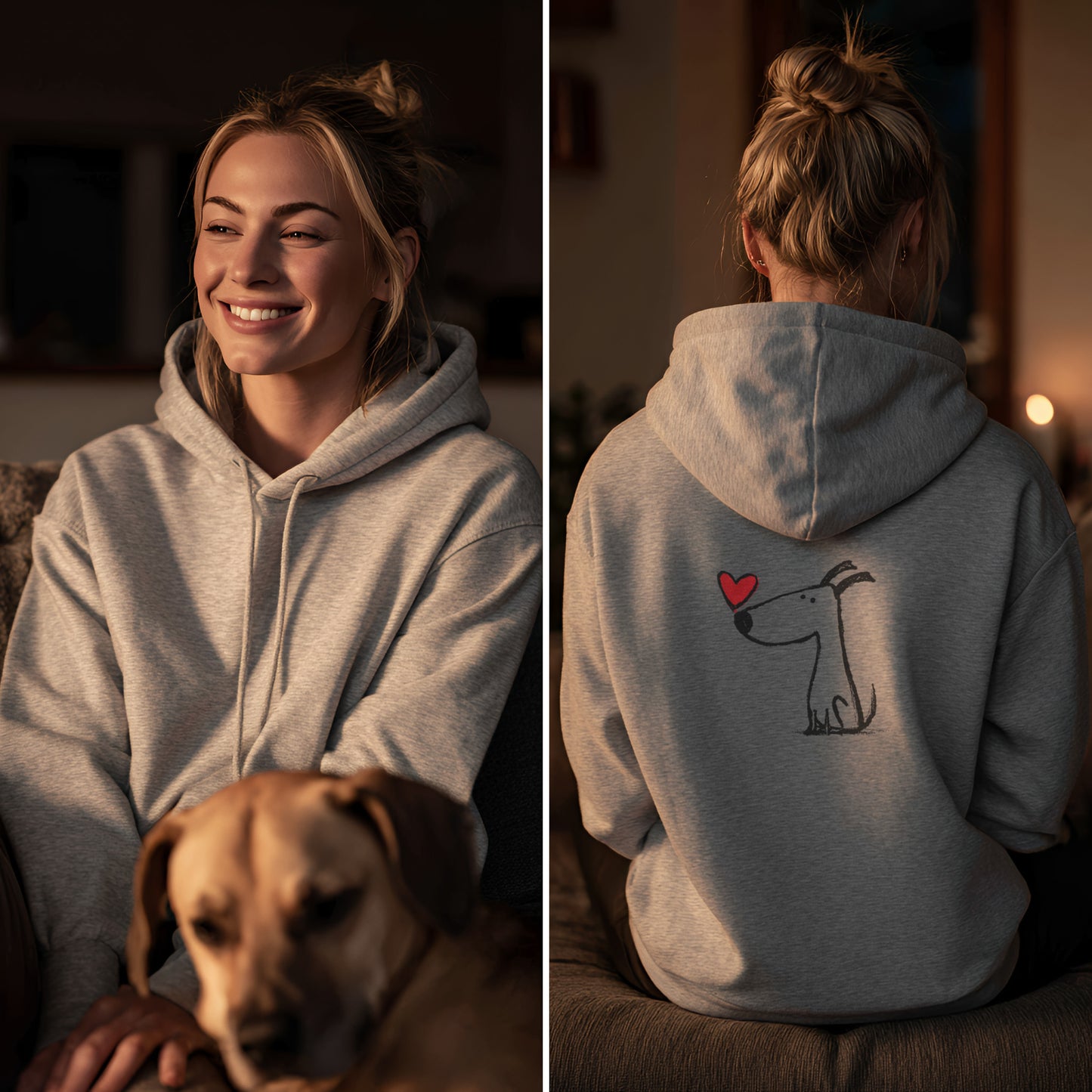 Kleiner Hund mit Herz - Nur Hinten - Hoodie Unisex Modern Fit