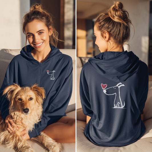 Kleiner Hund mit Herz - Vorne & Hinten - Unisex Zip Hoodie Classic Fit