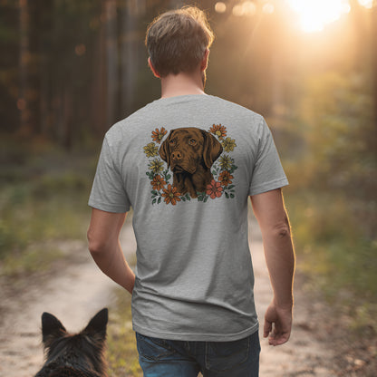 Labrador in Blumen - Nur Hinten - T-Shirt Unisex Modern Fit - Weich & Leicht