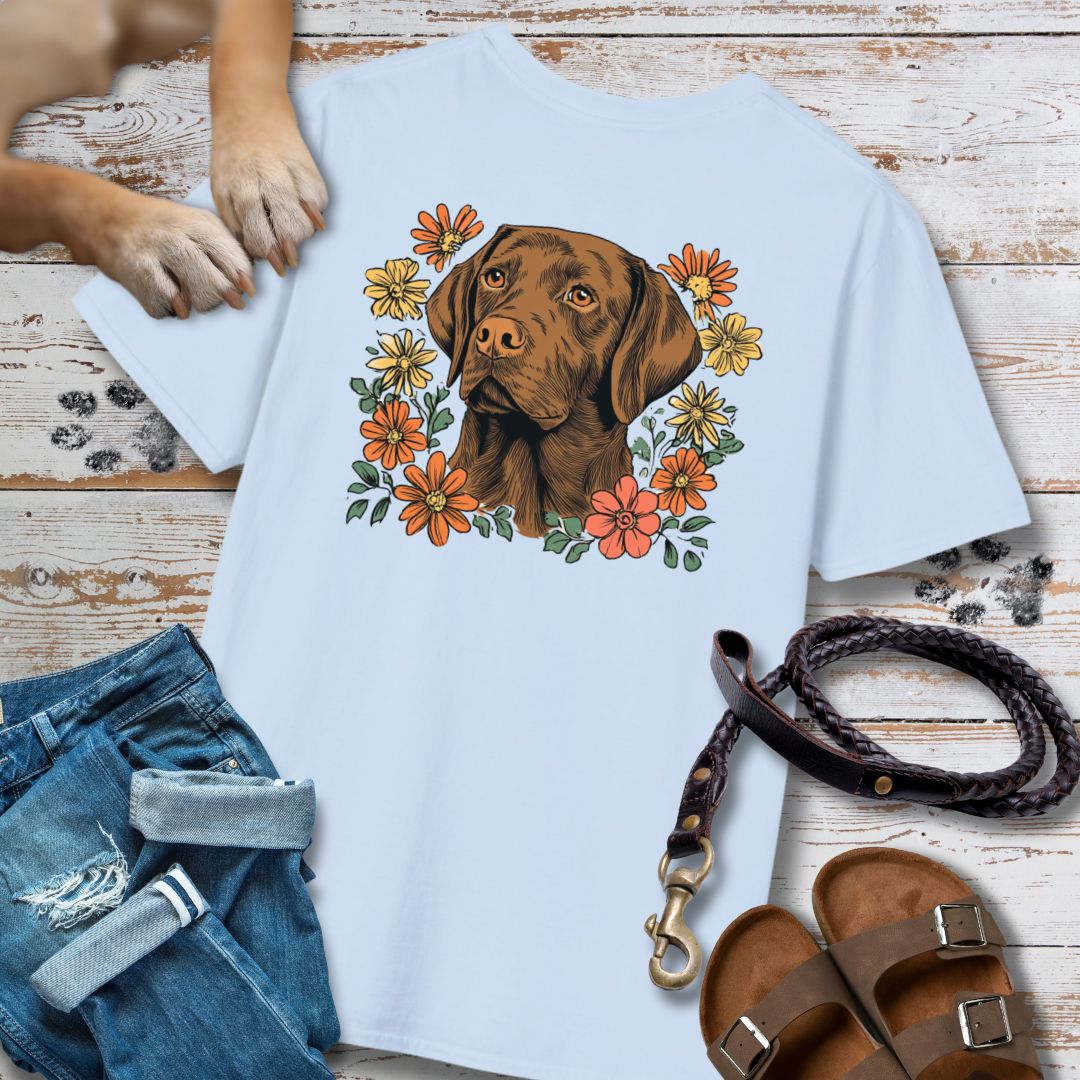 Labrador in Blumen - Nur Hinten - T-Shirt Unisex Classic Fit - Bequemer Klassiker