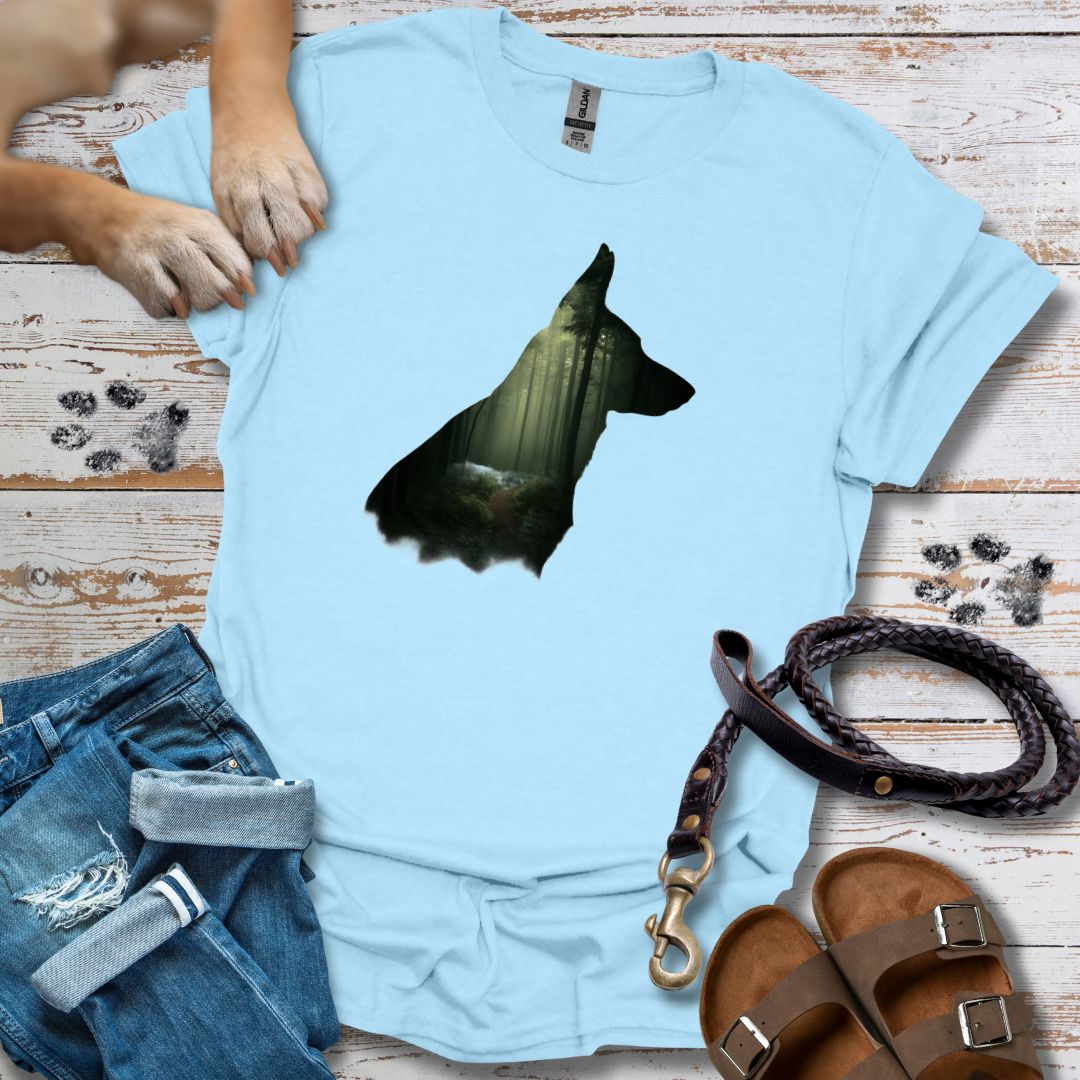 Schäferhund Silhouette mit Wald - T-Shirt Unisex Relaxed Fit