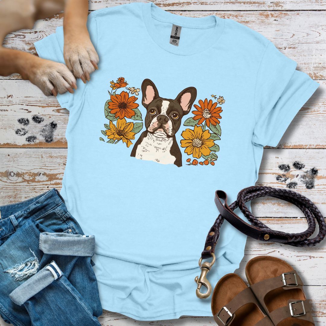 Floral Französische Bulldogge - T-Shirt Unisex Relaxed Fit